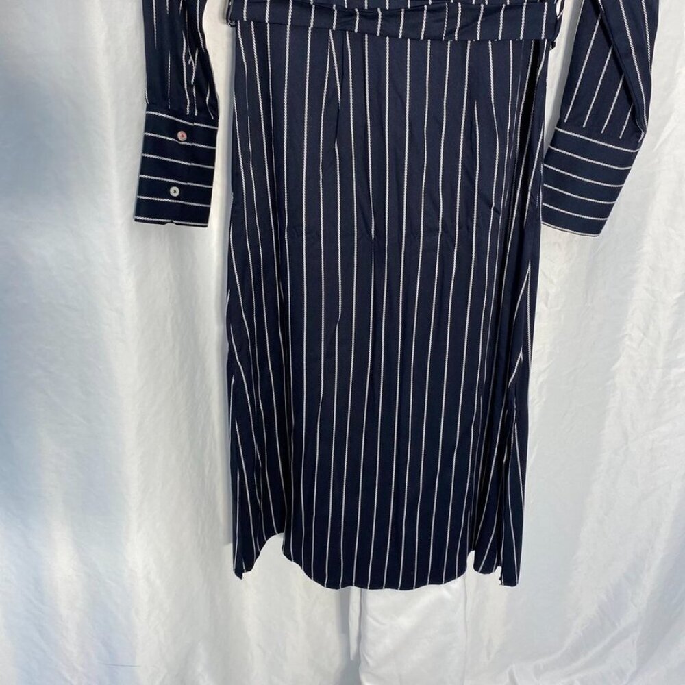 Tommy Hilfiger Belted Striped Shirt Dress Long Sleeve Navy Size 4 - Picture 4 of 16